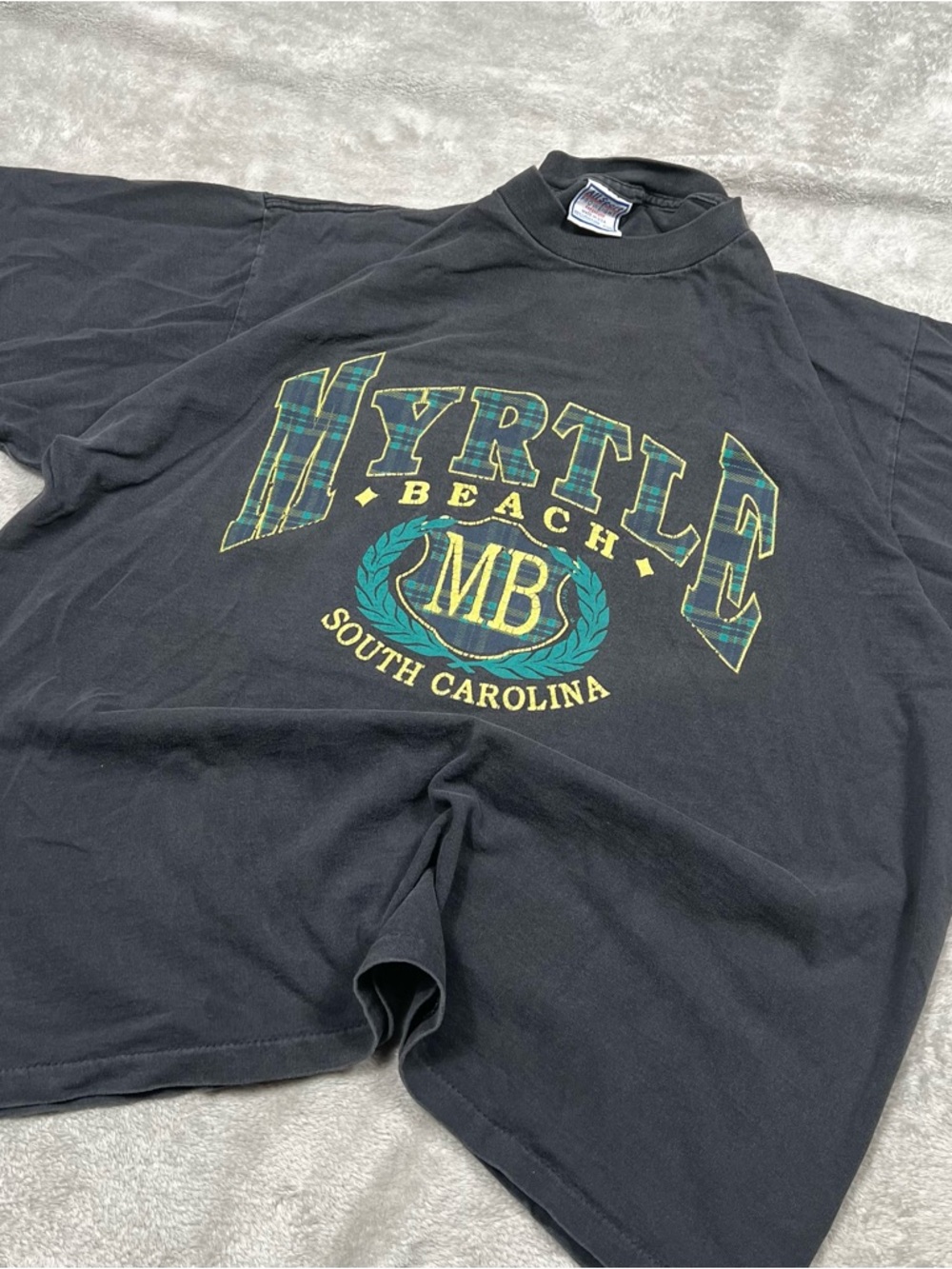 Vintage Single Stitch Myrtle Beach Tee Mens XL Gray Made in USA T Shirt Allsport